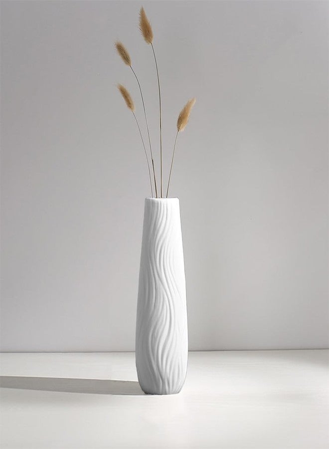 Valemoon White Ceramic Vase, 8.4" H, Artistic Flower Vase Classic Style for Fireplace Bedroom Kitchen Living Room Centerpieces Office Desk, Fit for Holding Dried Flowers, Fresh Flowers, Artificial Flowers - Image 3